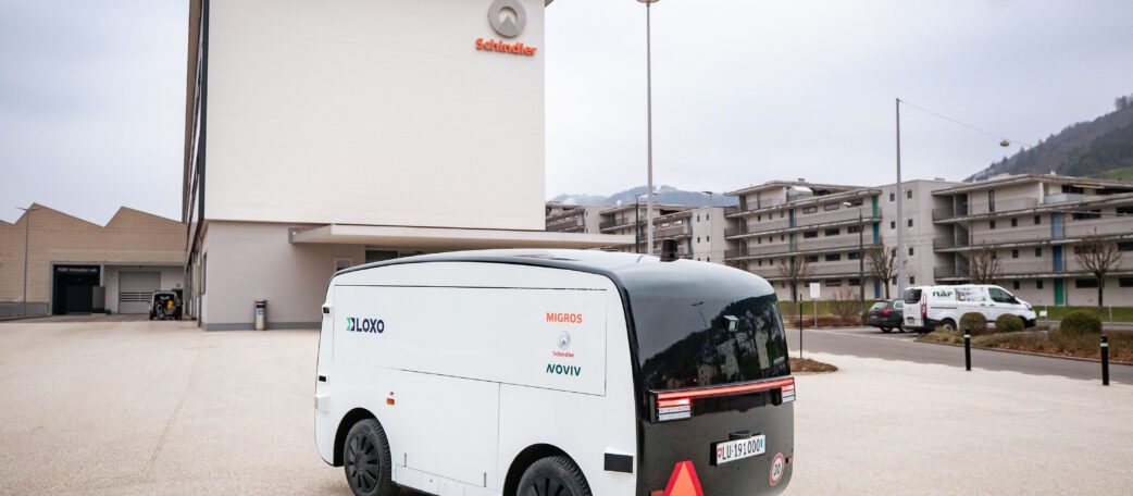 LOXO x Migros Alpha vehicle in front of Schindler